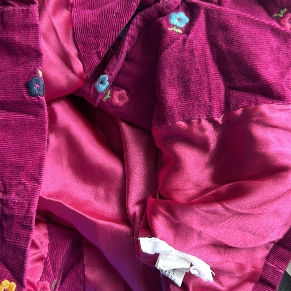 babyGap jacket size 4 toddler cranberry colored lined floral design - Picture 10 of 10